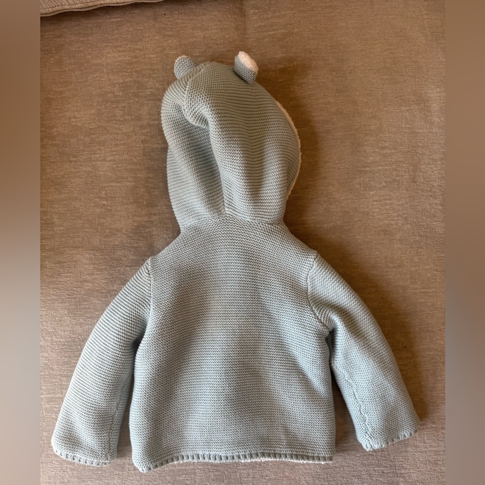 Carter’s Baby Boy Girl Sherpa Lined Knit Hoodie Jacket 18M – Blue Button Up Coat - Picture 8 of 8